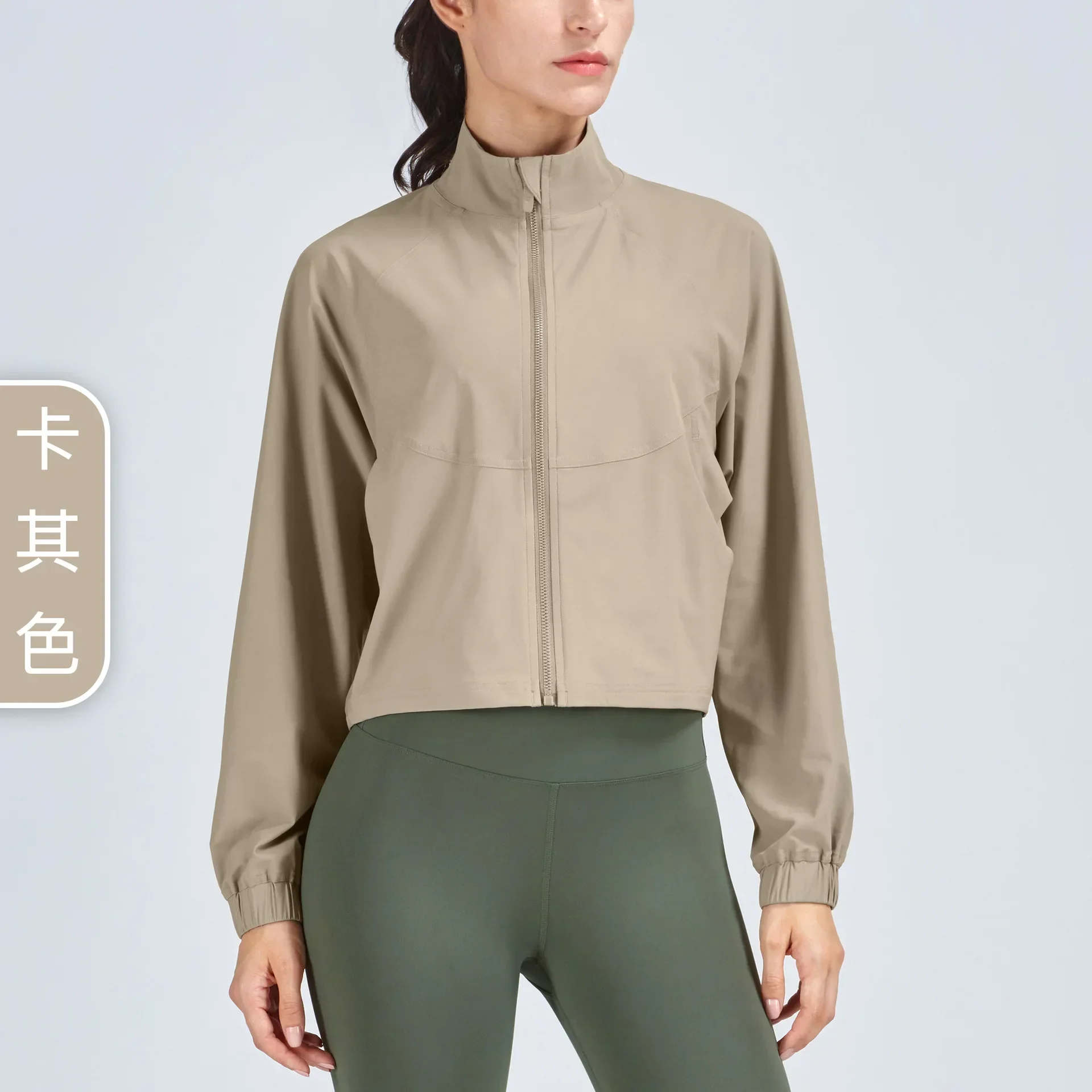 Women's Autumn Jacket Breathable Quick Dry Sport Outerwear Sweaters Cardigan High Collar Zipper Casual Loose Jacket image 3