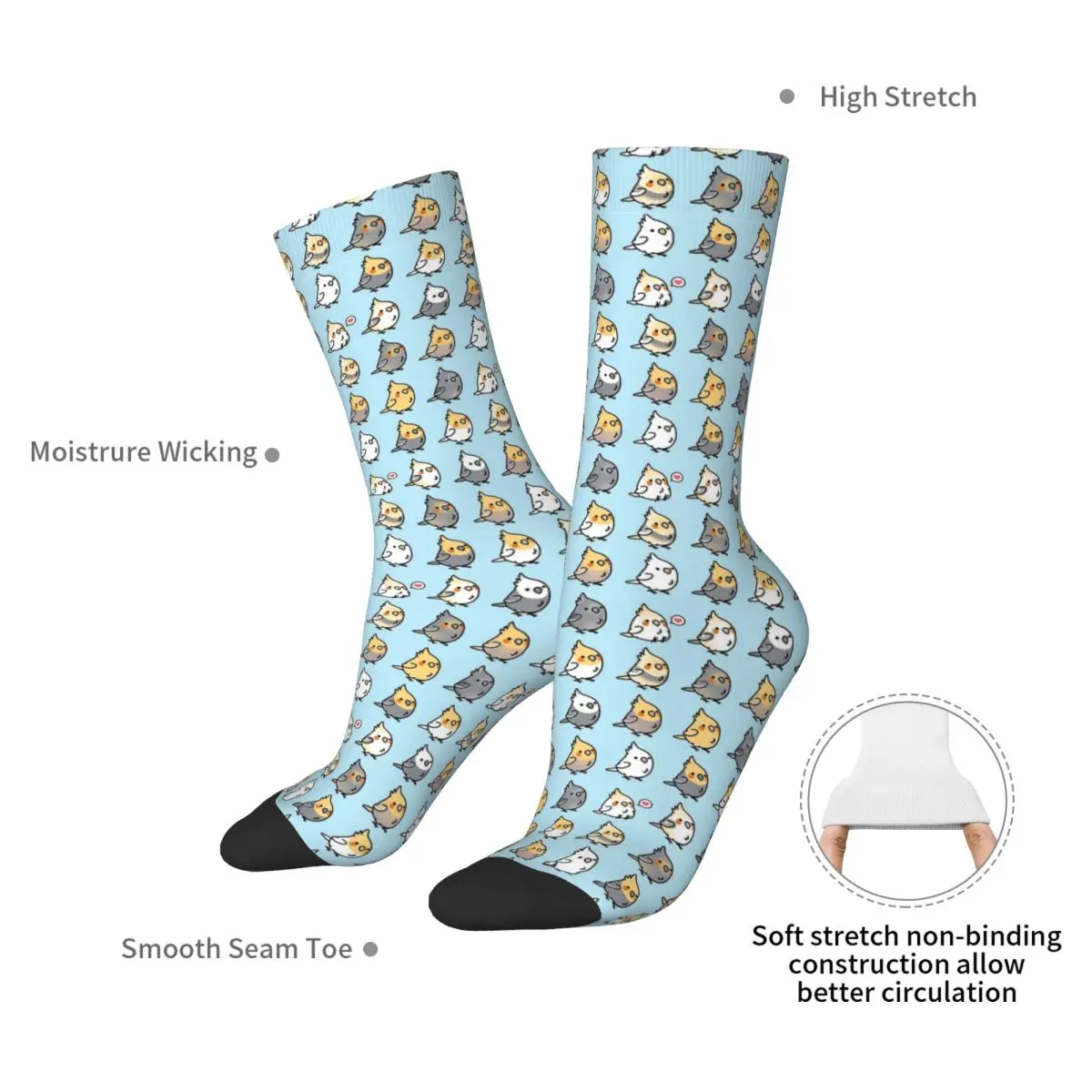 Chubby Cockatiel Collection Socks Harajuku High Quality Stockings All Season Long Socks Accessories for Unisex Birthday Present