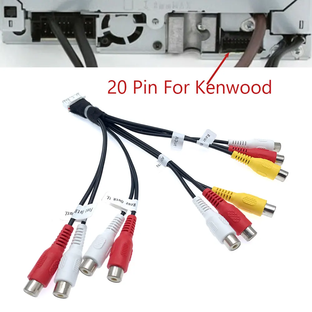 20 Pin Car Front Rear AV In AV Out RCA Harness Cable For Kenwood KVT-514 KVT-512 KVT-522 KVT-532 KVT-524 KVT-534 DVD Radio