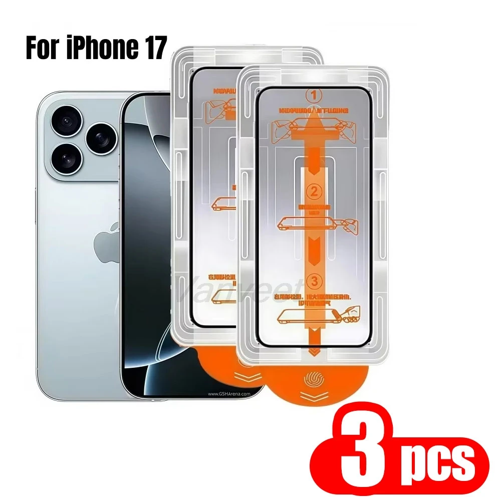 

1-3PCS Dust Free Easy Installation Screen Protector For iPhone 16 Pro Max 15 17 16 13 14 12 11 6s 7 8 X XR 6 XS 16e XS Max Glass