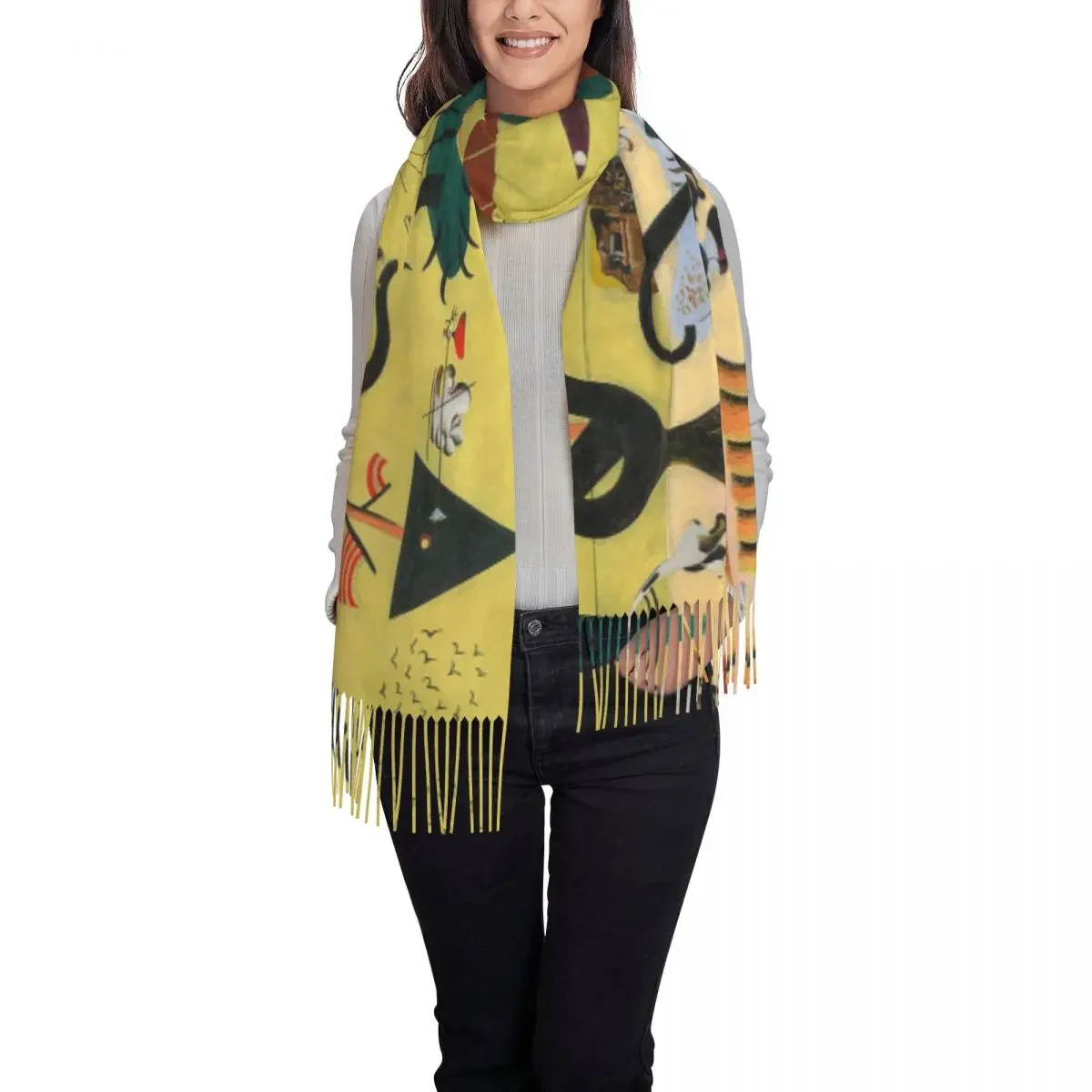 The Tilled Field By Joan Joan Miro Scarf Wrap Women Long Winter Warm Tassel Shawl Unisex Surrealism Scarves