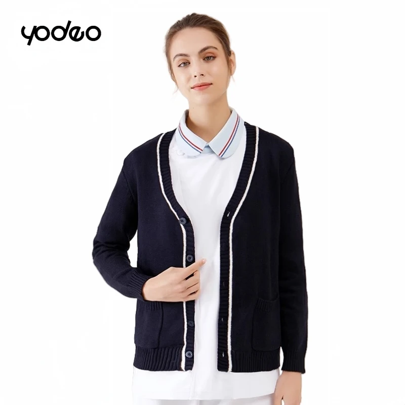 الجملة ممرضة محبوك بالأزرار مقاومة للاهتراء، سترات طبية متينة ملابس خارجية سميكة روتين ملابس الموظفين الطبيين ﻿