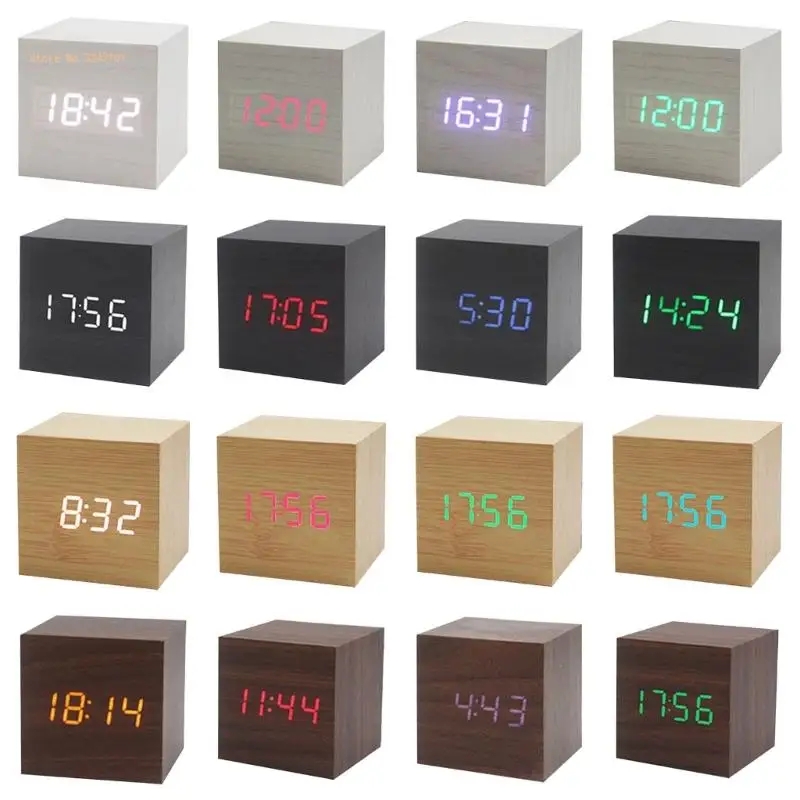 Cube Voice Control Alarm Clock Digital Clock Ornaments Crafts for Festival Holiday New Year Party Background Dropship