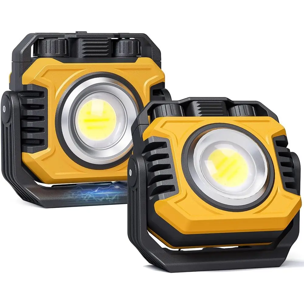 

2-Pack 2400LM Rechargeable LED Work Lights, Dual-Sided Illumination, 80-Hour Runtime, Step Dimming 2700K-8000K, 360° Rotating St