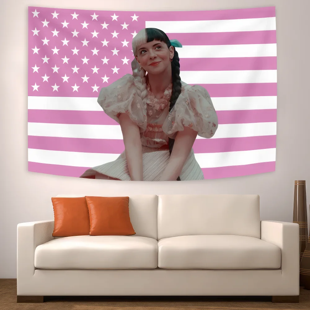 Melanie Martinezs Flag Cry Child Tapestry Home Decorating Room Cute Girl Aesthetic Room Decoration USA Flags Party Backdrops