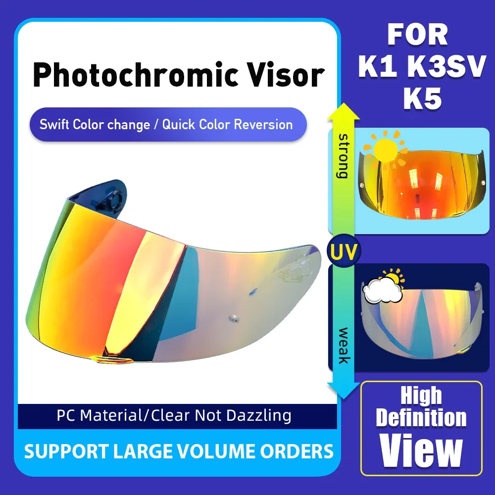 Visière Photochromique K1 K3SV K5 pour Casque de Moto, Lentille de Hurbike Casco ShiPublFull