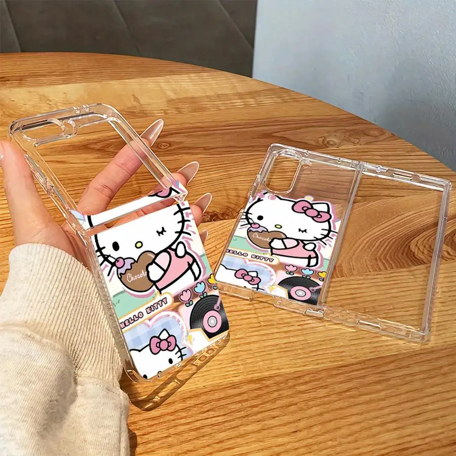 Sanrio Hello Kitty Case for Samsung Galaxy Z Fold 8 Ultra Z Flip 6 5 4 3 Z Fold 7 6 5 4 3 ZFold8Ultra Transparent Soft Phone