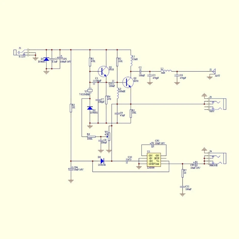 DC9V-14V لتقوم بها بنفسك QRP عدة 40 متر CW راديو الموجات القصيرة جهاز ريسيفر استقبال وإرسال وحدة راديو عدة 7.023 ميجا ميجا