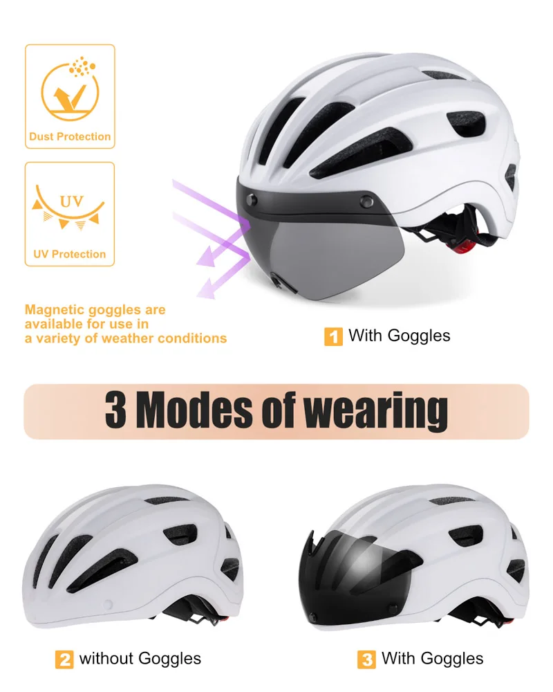 BATFOX Bicycle Helmet with LED Adult Lightweight Bicycle Helmet Rechargeable USB Lightweight Mountain Helmet Casco de bicicleta