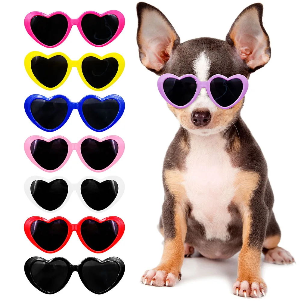 8Colours Pet Dog Glasses Heart Shaped Pet Grooming Accessories For Dogs and Cats Styling Decorative Dog Sunglasses Pet Supplies