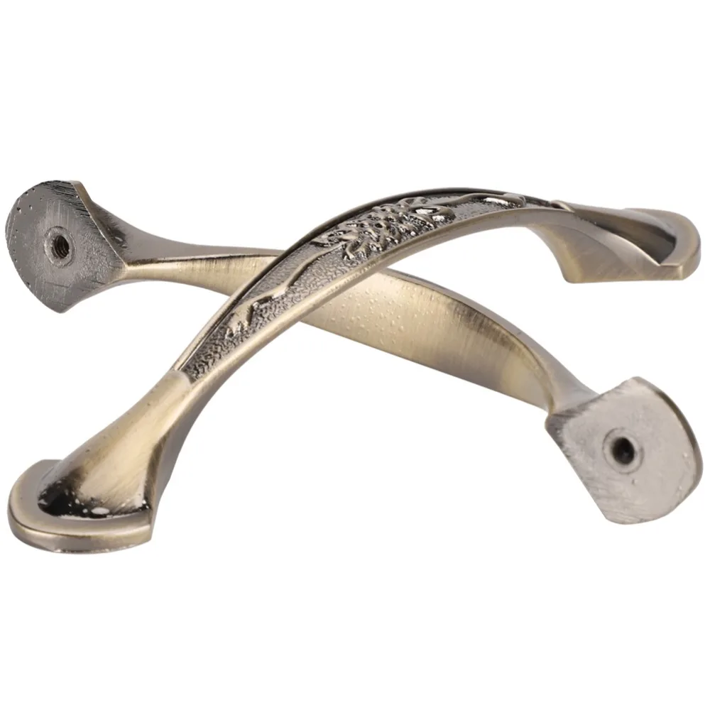 10 Set Zinc Alloy Cabinet Pull Handle Hole Distance 96mm Vintage Drawer Handle Flower Pattern with Screw Zinc Alloy Pull Handle