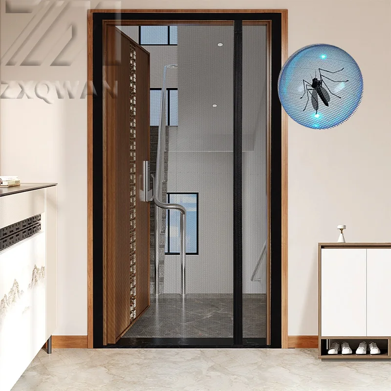 

Side opening mosquito proof door curtain, bedroom magnetic self-priming pure black gauze door, non perforated partition curtain