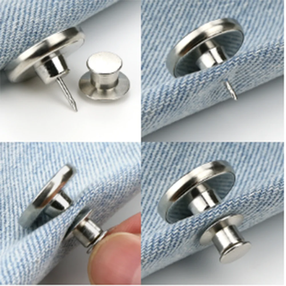 10PCS Metal Jeans Buttons 17mm Replacement No-Sew Screw Button With Screwdriver Detachable And Reusable Repair Kit