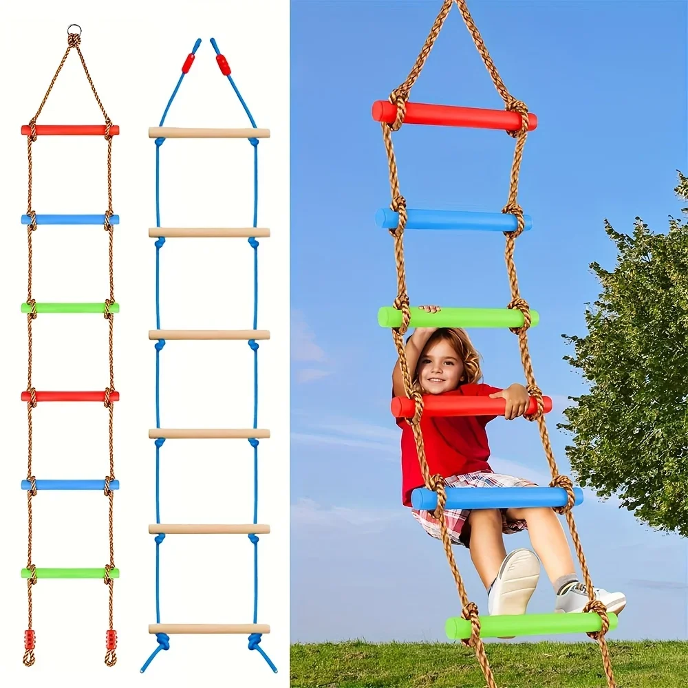 Columpio de escalera de escalada colorido para niños, juguete de PE duradero y colorido, equipo de patio de juegos interior/exterior para patio de casa, 1 ud.