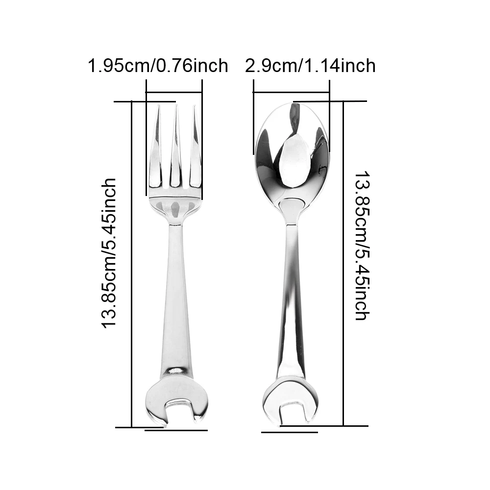 HILIFE Wrench Cutlery Spoon Fork Spanner Shape Camping Tableware Kitchen Tools Stainless Steel Dinnerware Cooking Accessories