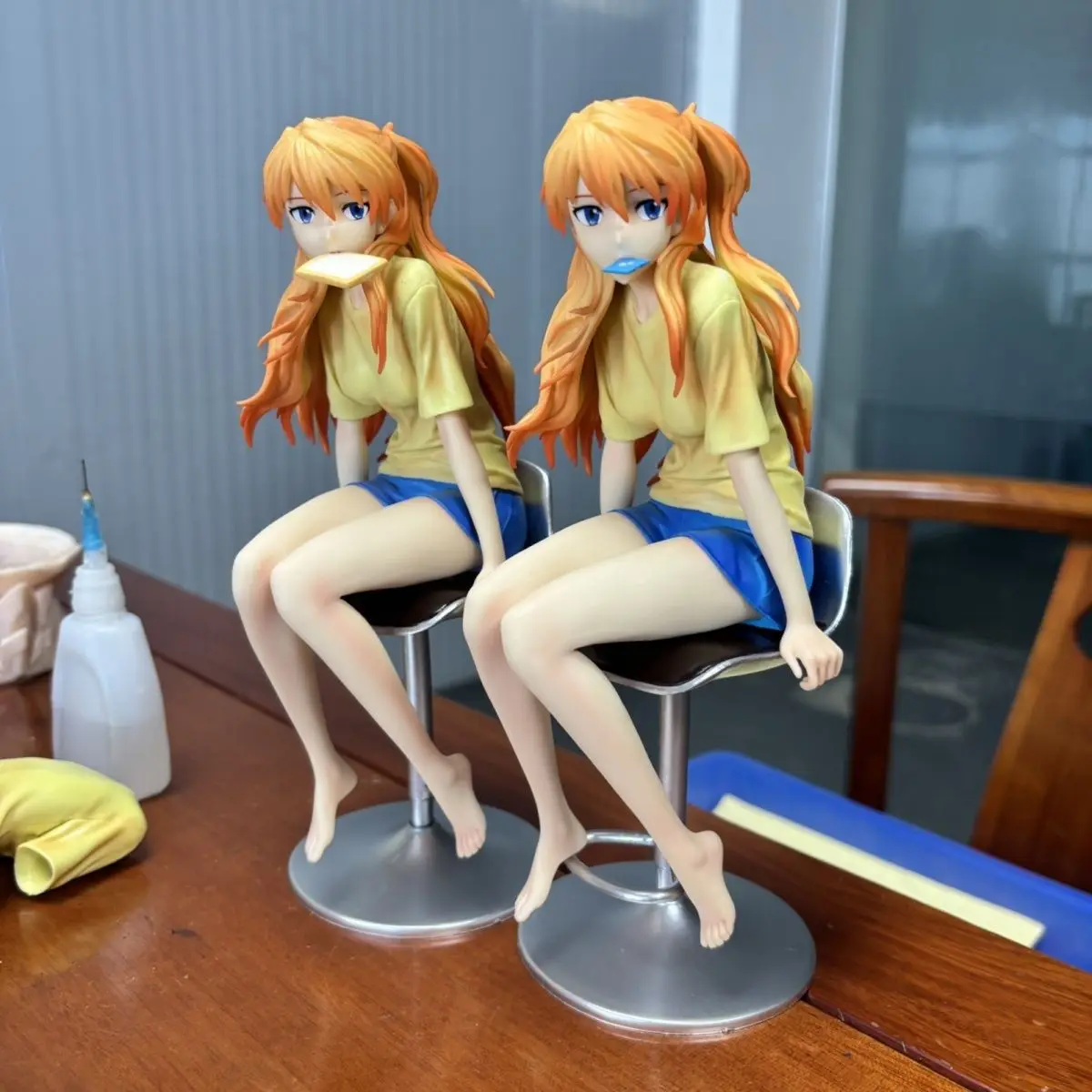 2025 جديد 25 سنتيمتر أنيمي إيفا أسوكا لانغلي سوريو Q الجلوس الموقف Kawaii منضدية الزينة عمل أرقام دمية لعبة مجسمة هدية #3