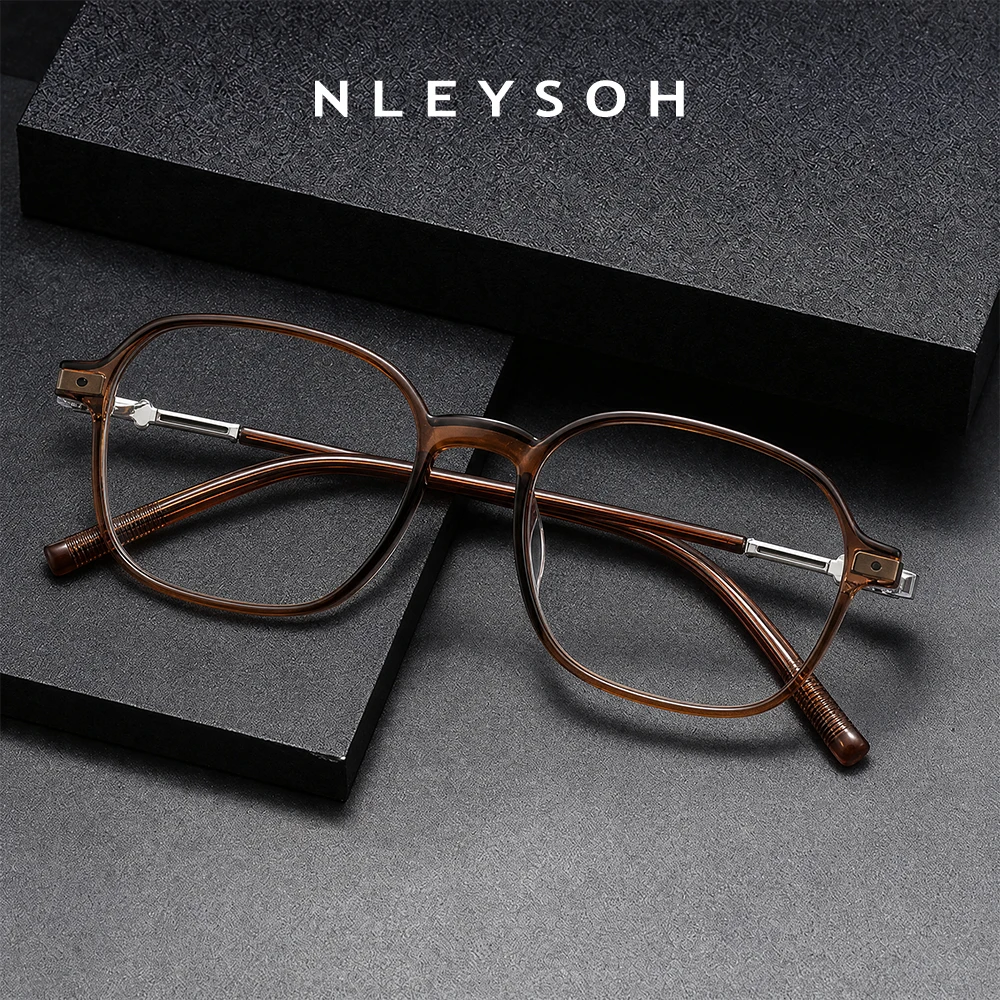 NLEYSOH Square Anti Blue Light Glasses Optical Frame for Men Women Computer Prescription Spectacles Transparent Glasses