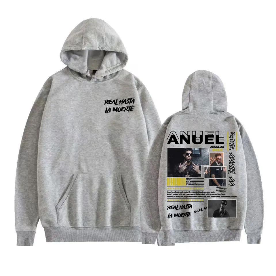 Anuel AA Real Hasta La Muerte Tour 2025 Felpa con cappuccio Uomo Donna Casual in pile Felpa di alta qualità Moda Vintage Felpa con cappuccio Streetwear