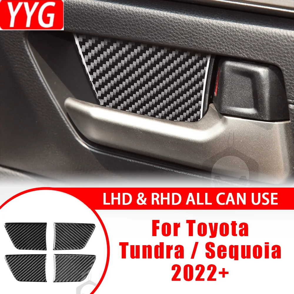 

For Toyota Tundra Sequoia 2022+ Car Accessories Carbon Fiber Inner Door Bowl Panel Interior Cover Trim Sticker Modification