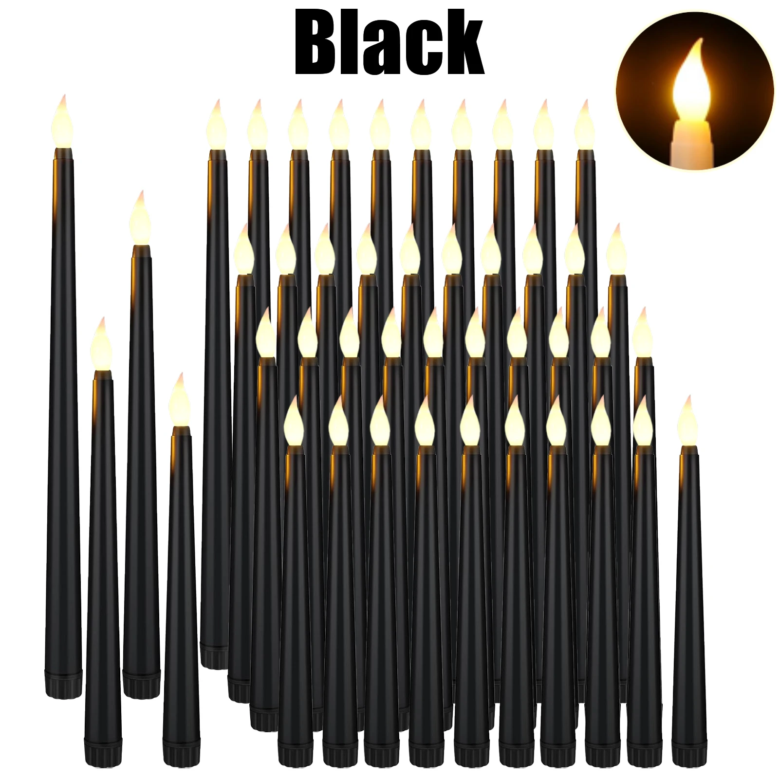 12-180Pcs LED Flameless Taper Candles for Wedding Decor Battery Candles with 3D Wick Artificial LED Candle Halloween Birthday image 3