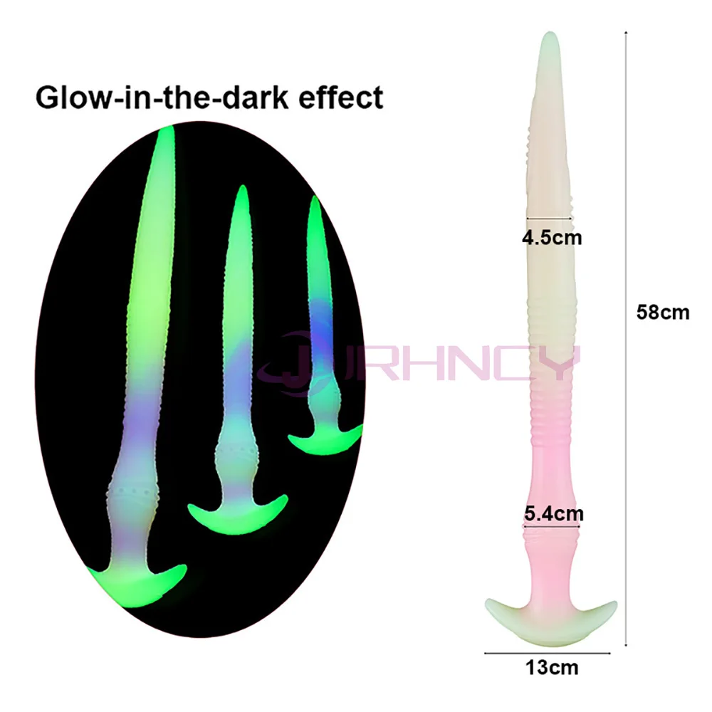 Glow In The Dark Anal Plug Long Butt Plug Tail Adult Sex Toys For Women Men Prostate Massage Anal Dilation Soft Silicone Butplug