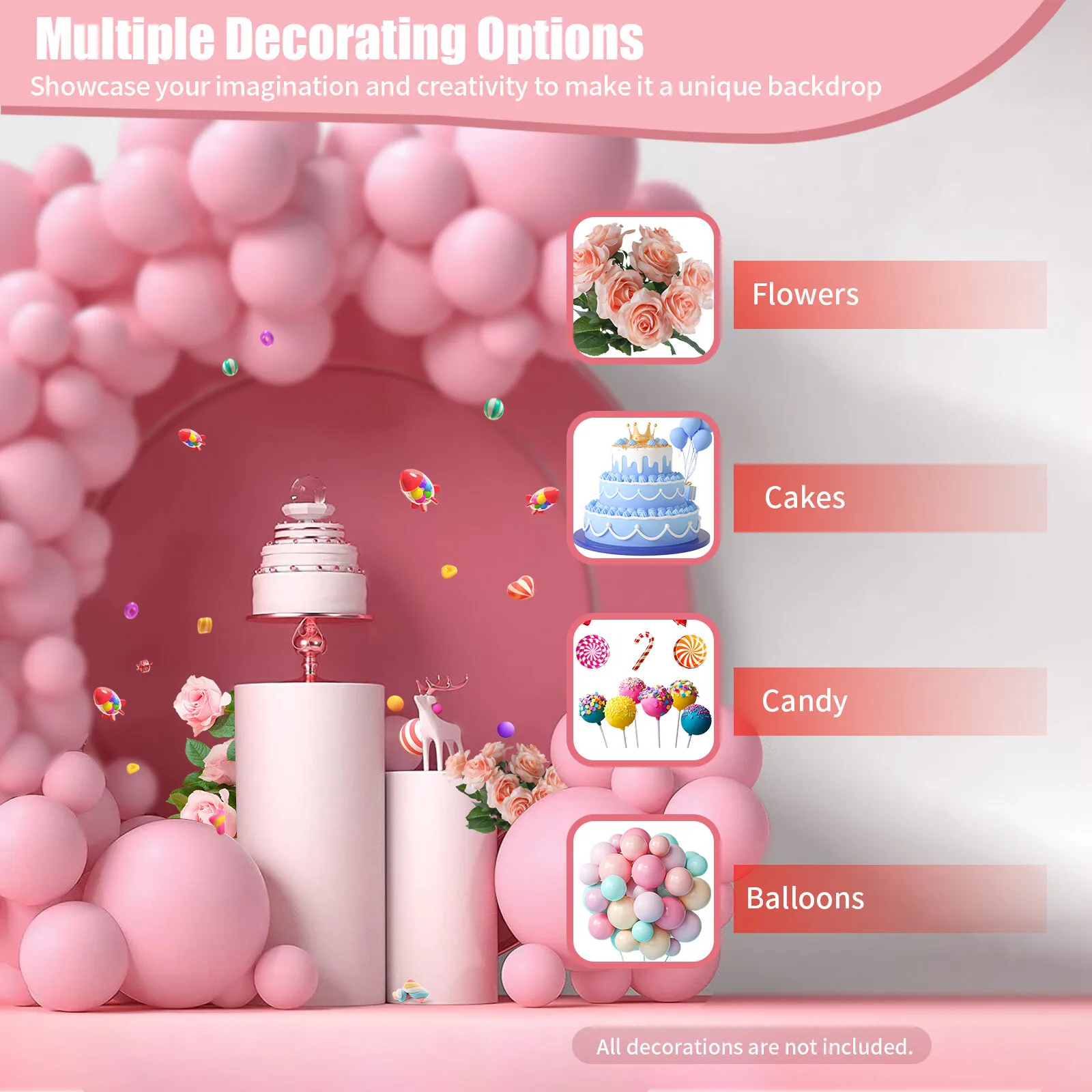 

Elegant Cylindrical Stands 3 Large Platforms (10.62-12.99in Diameter), DIY-friendly for Decorating with Flowers & Balloons