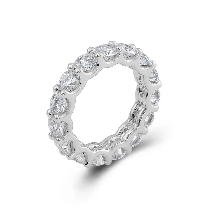 بروفانس 925 فضة الخلود الفرقة مع 4 مللي متر جولة Def Vvs مويسانيتي الماس GRA شهادة Pongs إعداد مجوهرات الأزياء