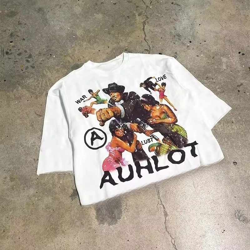 

Мужская модная футболка большого размера, 200 г, мужская новая хлопковая футболка с короткими рукавами и отпускным узором, с короткими рукавами и круглым вырезом, уличный стиль для пар