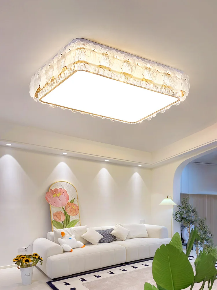 

Square Ceiling Light for Living Room Luxury Crystal Chandelier Creative Lotus Bedroom Lamp