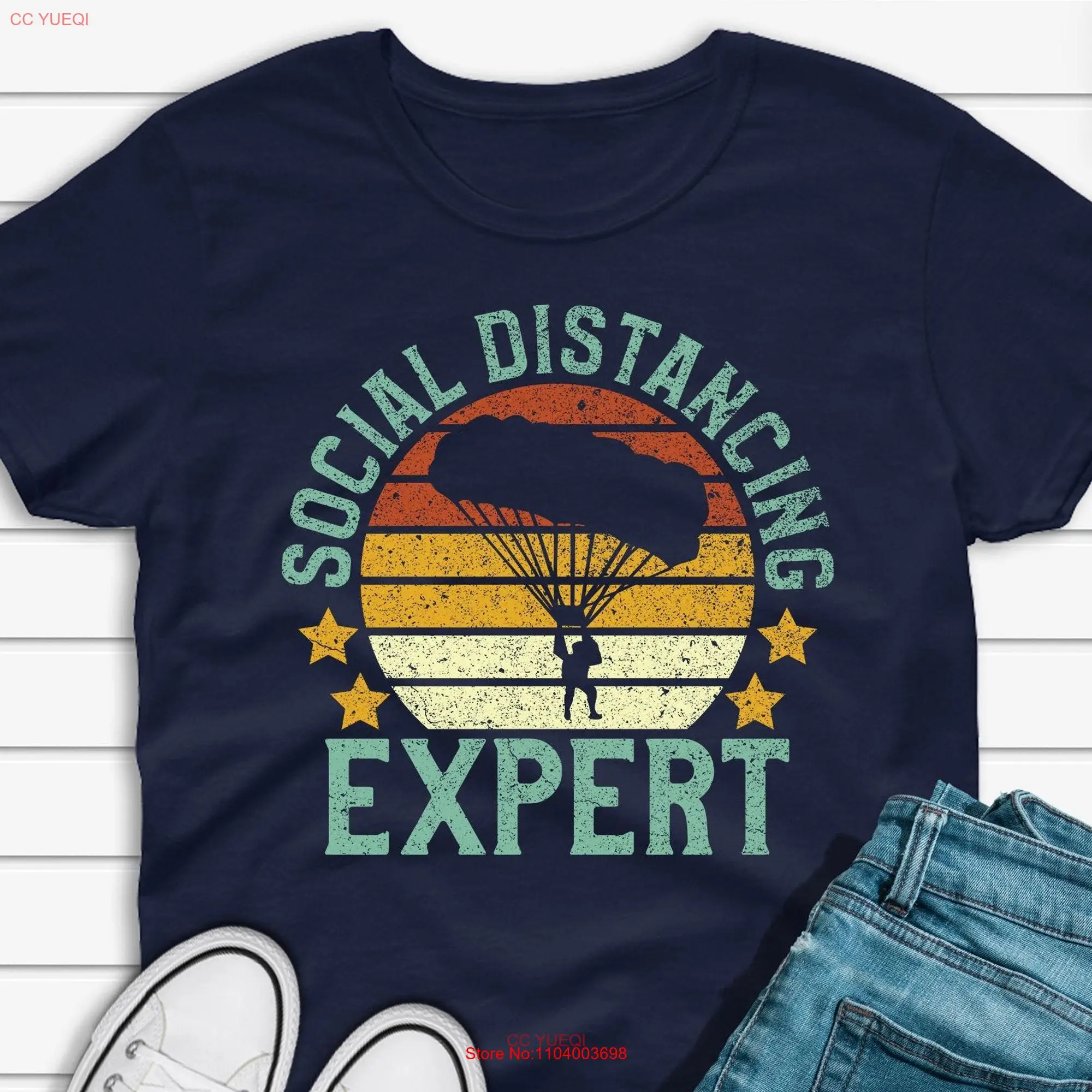 Skydiving Social Distancing Expert T shirt Skydiver For Him or Her Sky Dive Lover Jersey  long or short sleeves