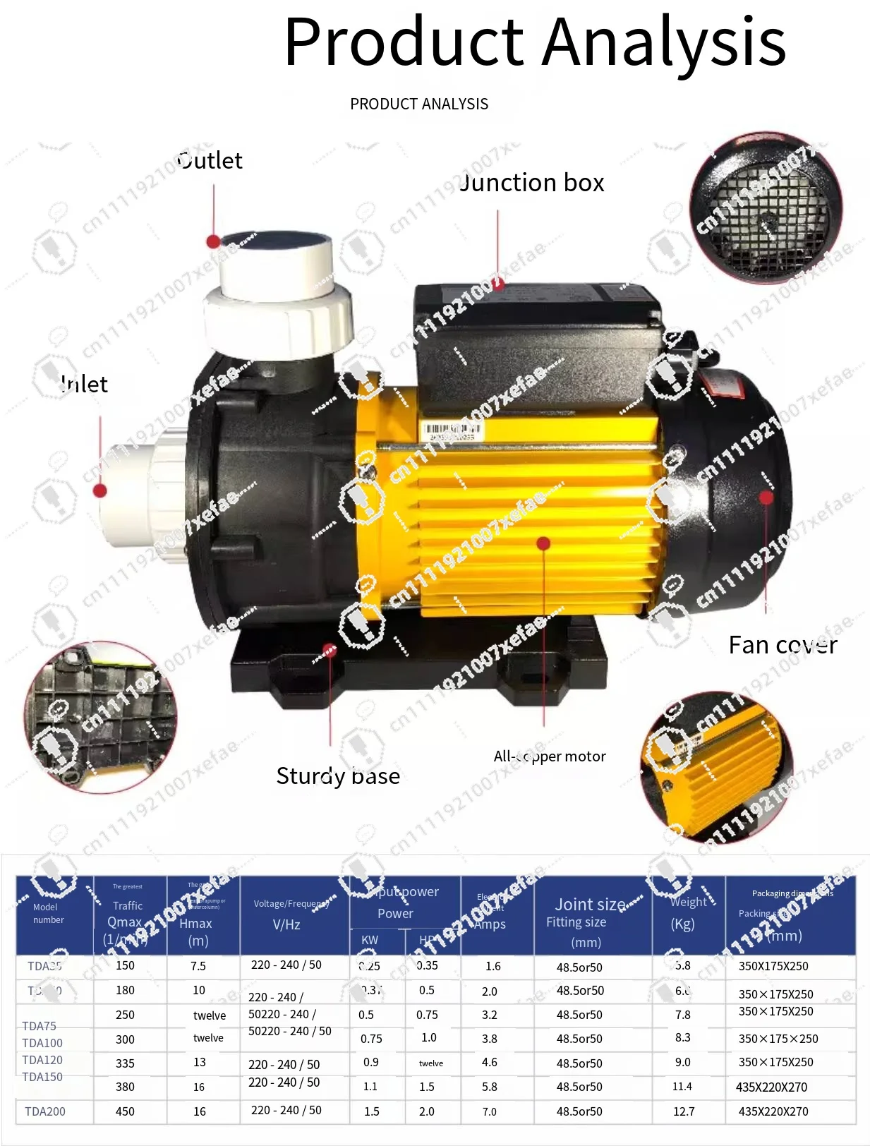 Aquaculture Pond Circulating Filter Pump Series - Corrosion Resistant Plastic Pond Electric Pump