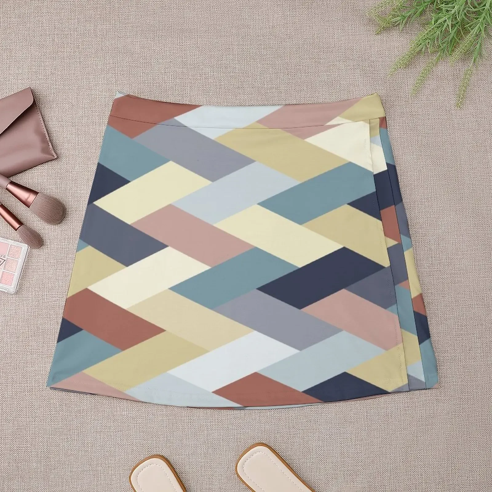 Earth Tones and Blues Geometry IB Mini Skirt mini skirt novelty in clothes summer clothes Mini Skirt