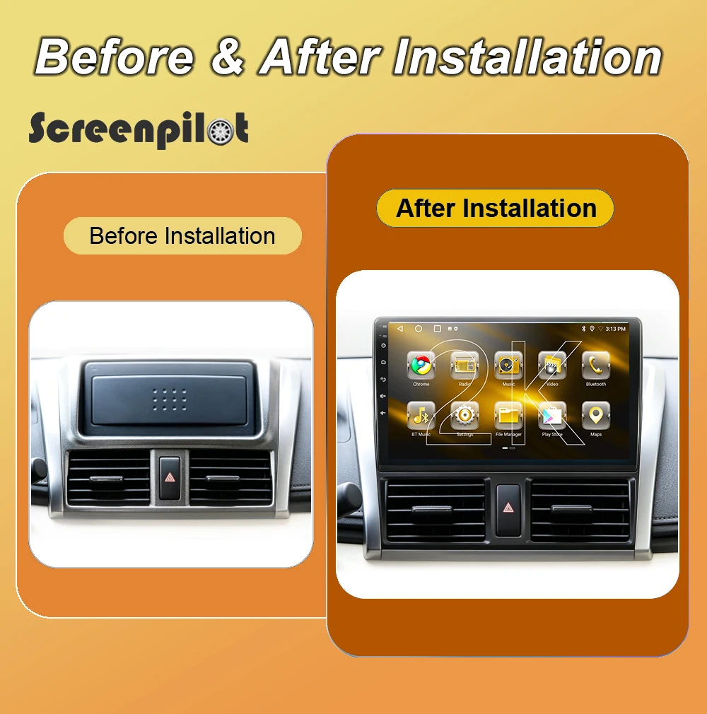 Android 16 Car Radio For Toyota VIOS Yaris 2013 2014 2015 2016 2017 Wireless Carplay Auto Multimedia Video Player GPS Navigation
