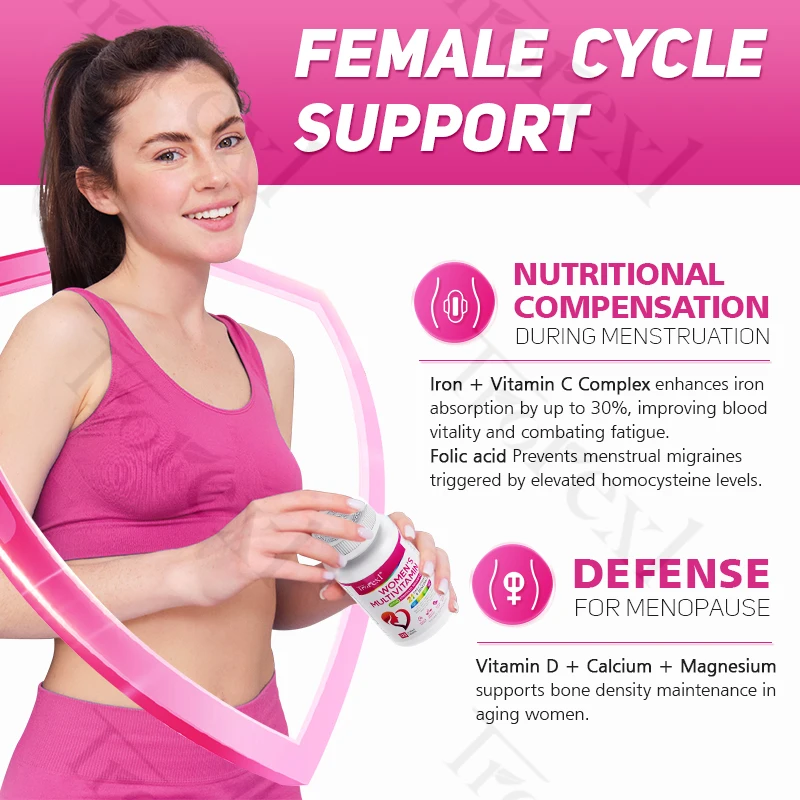 Women's Multivitamin - Daily Vitamins with Biotin, Calcium, Folic Acid, Iron & Zinc, Promotes Energy Metabolism 120 Ct