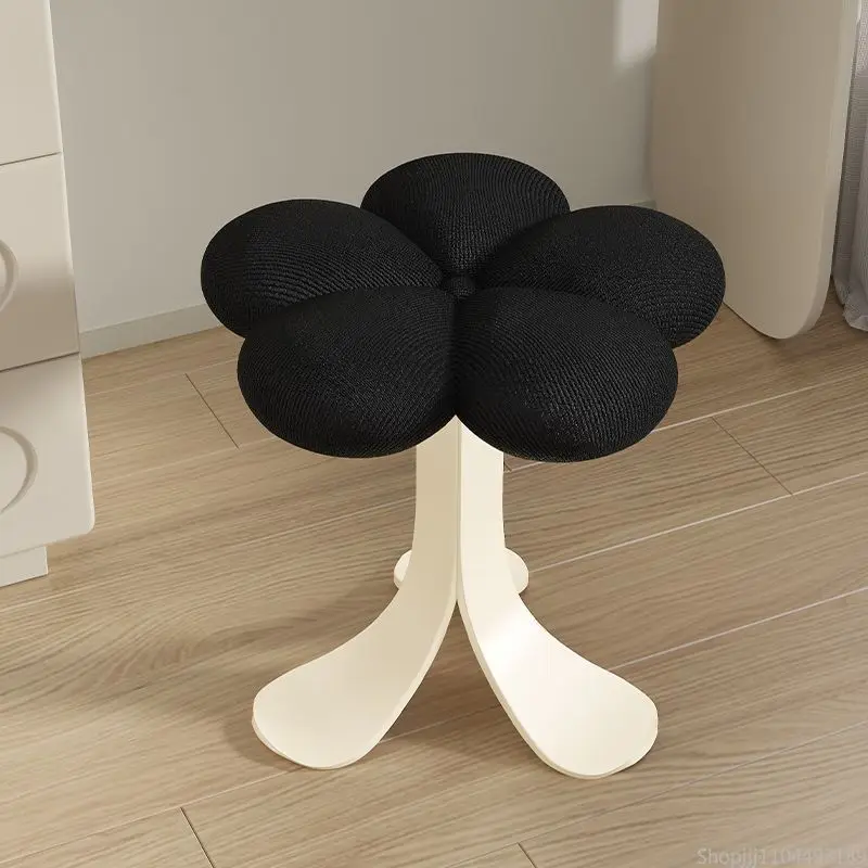 

Vanity Stool of the Year - Cream Nail Art Inspired Velvet Seat with Golden Base Bedroom Must-Have for Girls/Ins Aestheti