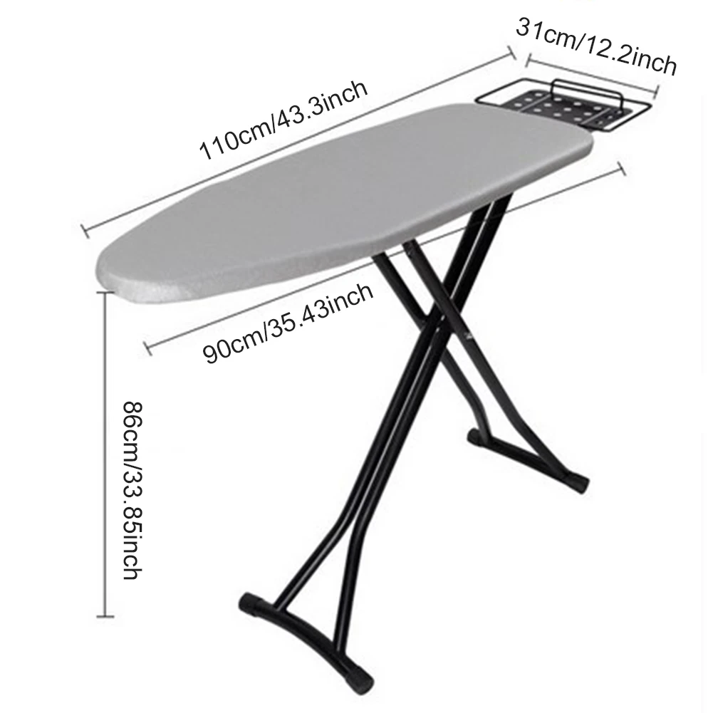 Heavy Duty Compact Iron Board Height Adjustable Foldable Ironing Board with Heat Resistant Cover Steam Iron Rest Non-Slip Legs