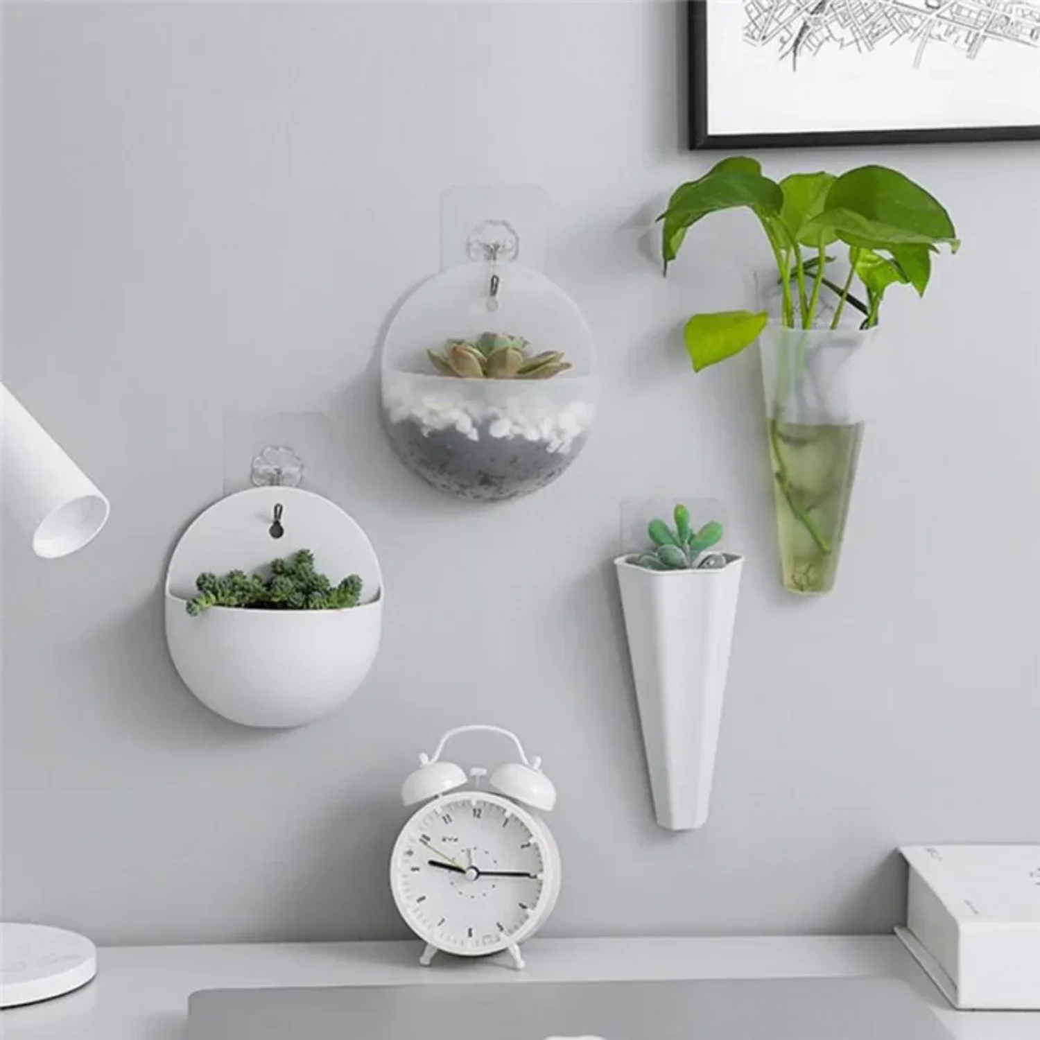 

1Pc Creative Wall Mounted Planter Pot Vase for Artificial Flowers, Faux Flowers, Fake Flowers, Mini Vase Decoration, Wall Organi