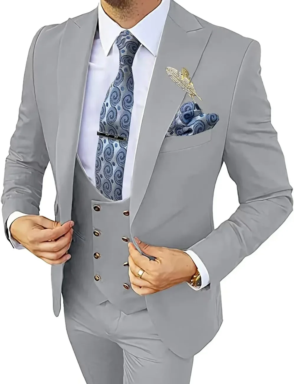 الكلاسيكية الرجال 3 قطعة سهرة سليم صالح الذروة التلبيب سترة وسراويل مجموعة لحفل الزفاف حفلة موسيقية الأداء أنيقة