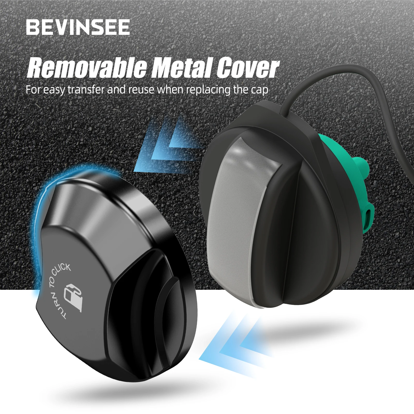 BEVINSEE Aluminum Fuel Cap Fuel Tank Cap for VW Golf 7 for Audi A6 C7 for Audi A1 A3 A4 A5 A6 A7 Q3 Q5 Q7 5C0201550T 5Q0201550L