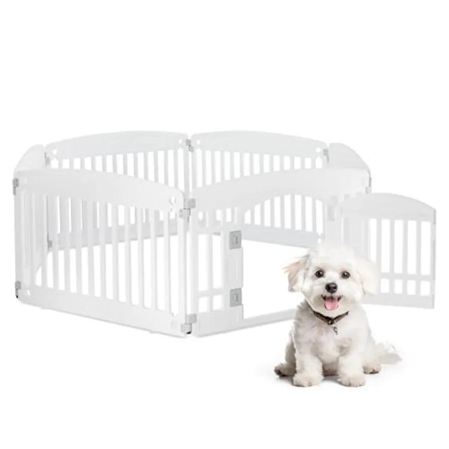 

6 Panel 24" Plastic Dog Playpen Folding and Portable Pet Playpen for Indoor and Outdoor Use Safe and Secure Fence Ideal for Sma