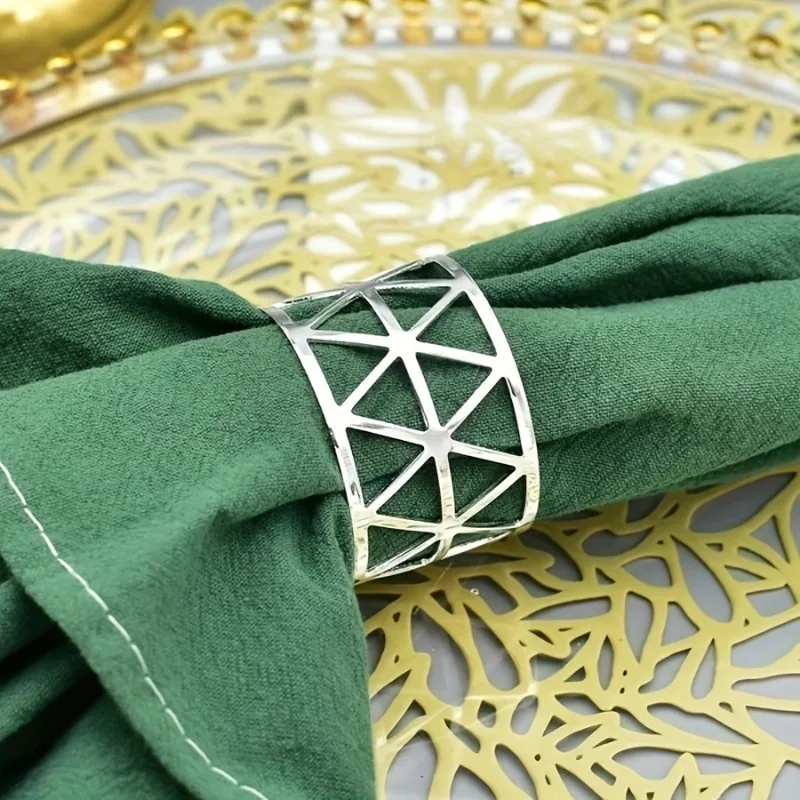 1Pc Triangle Hollow Napkin Rings Electroplating Dining Table Decoration Party Tableware Napkin Rings