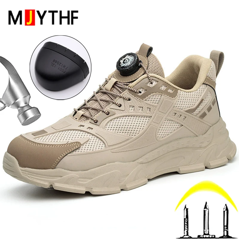 

Rotating button Work Safety Shoes Anti-smash Anti puncture Work Sneakers Protection Shoes Breathable comfort Indestructible shoe