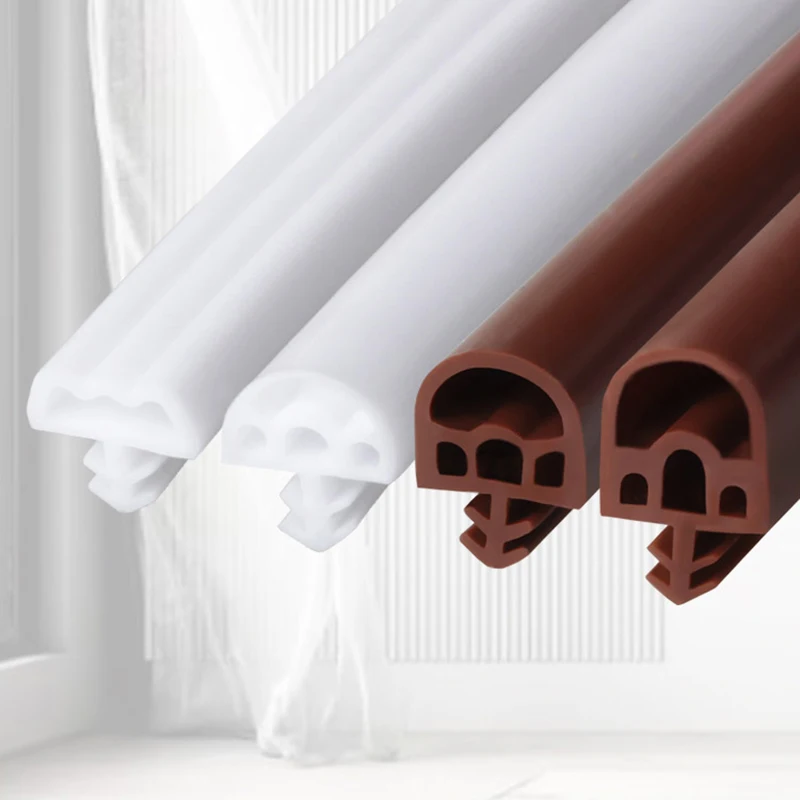 5M Wooden Door Sealing Strip Slot Type Porous Silicone Bedroom Door frame Door Seam Windproof Soundproof Adhesive Strip