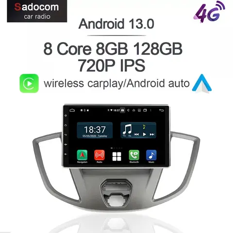 8" 720P PX6 DSP IPS Android 12.0 6 Core 8G 128GB Car DVD Radio Player GPS RDS car radio 5.0 For Ford Transit Custom 2013 -2018