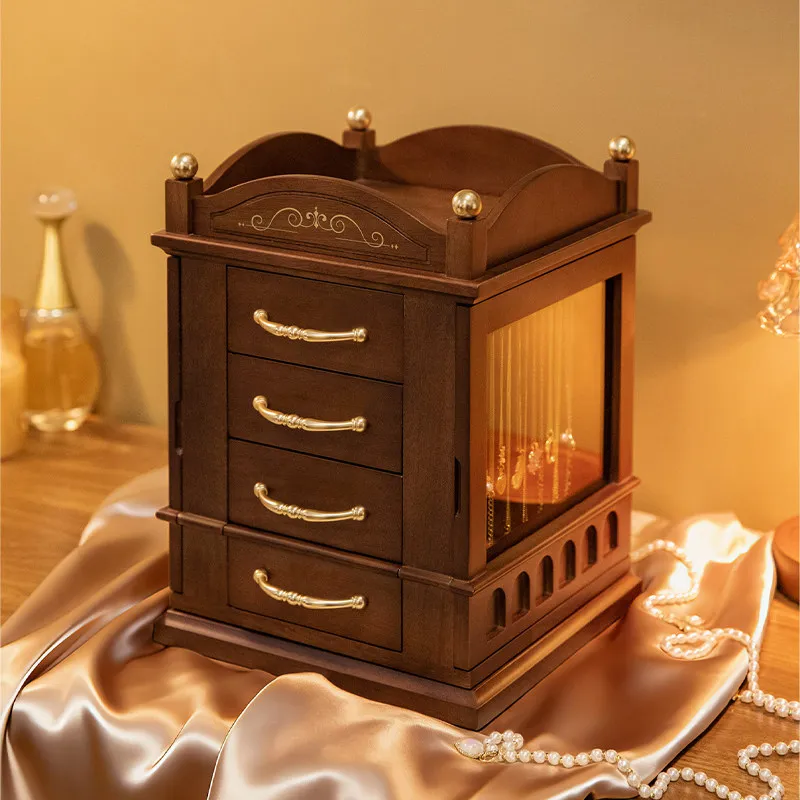 

Elegant Rotating Jewelry Storage Box 360-Degree Display Organizer for Necklaces Rings Earrings High-End Decorative Gift Case