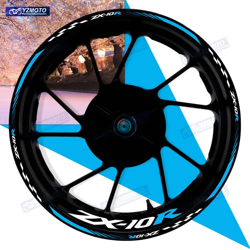 

For ZX-10R ZX10R ZX 10R Motorcycle 17 Inch Front And Rear Wheel Sticker Decorative Hub Decal Reflective Waterproof Rim Stickers