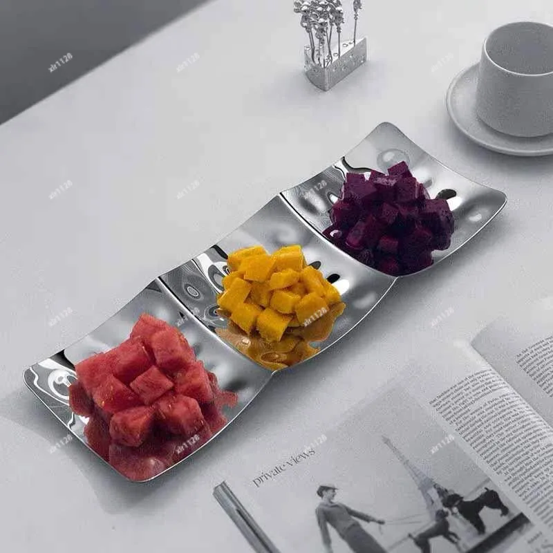 European Compartment Fruit Tray Luxury Snack Nut Candy Plate Dining Table Home Decor