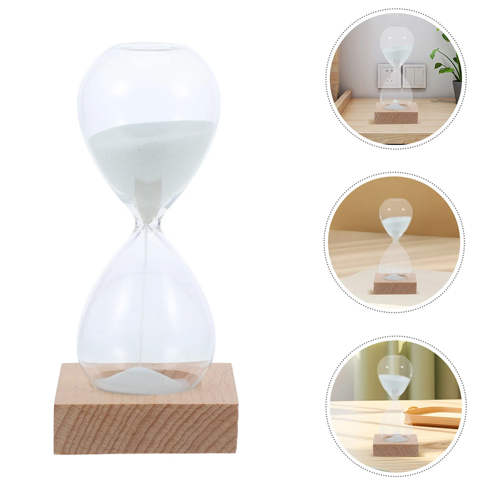 

Glass Hourglass Transparent Timer Desktop Sandglass Beautiful Home Decor High Quality Glass Material Wooden Base