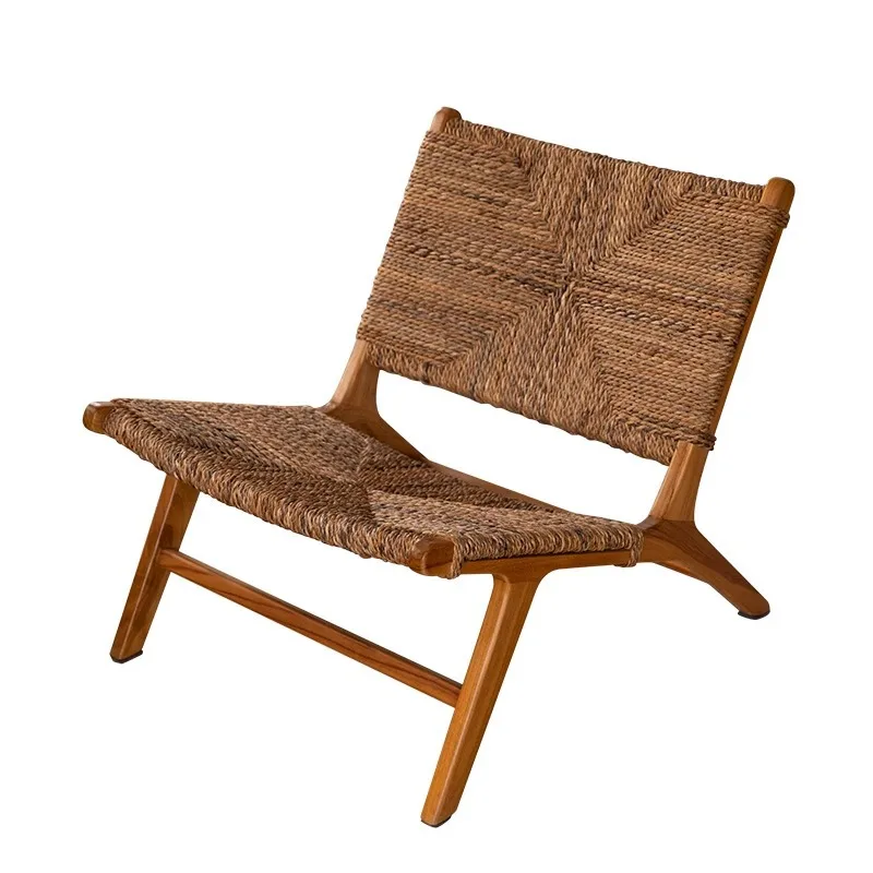 

Wabi Sandy Wind Solid Wood Living Room Rattan Chaise Pedal Combination Designer Homestay Ash Wood Sofa Chair