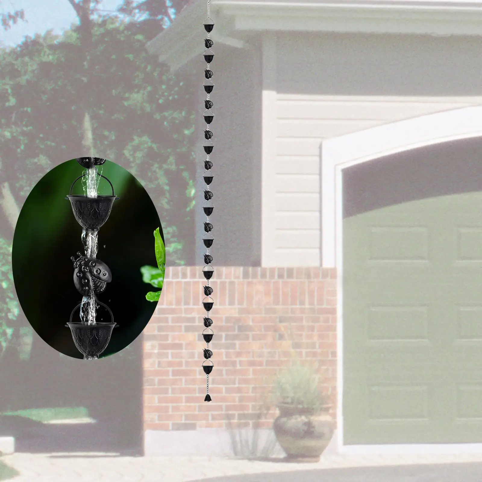 

Rain Gutter Chain Deck Garden Gazebos Home for Divert Water Yard Sheds Awnings Replace Gutter Downspout Rain Catcher 2.8M Long